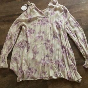 Lilac/Cream long sleeve tunic or dress S